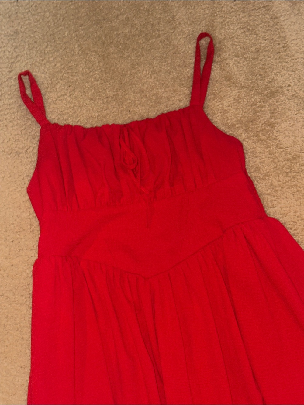 Women Red Spaghetti-Strap flow Dress